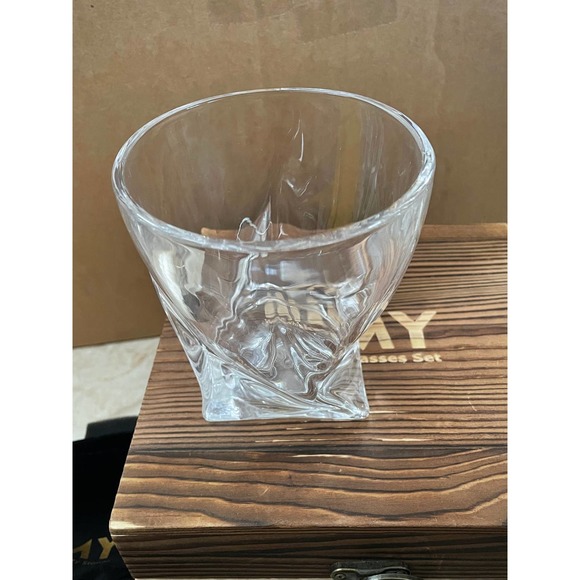 IIIMY Whisky Glass Gift Set in Wooden Box - Glass, Slate Coaster & Steel Tongs - Picture 4 of 10